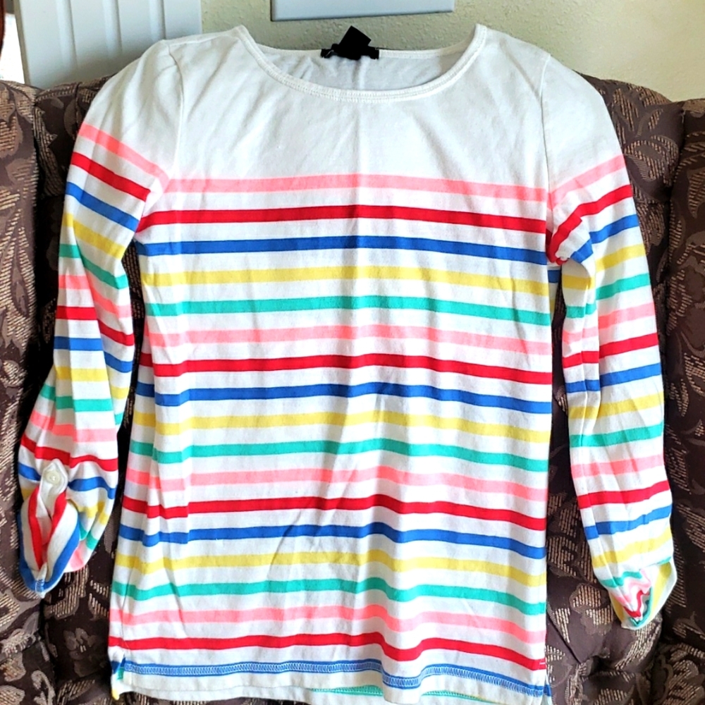 White with colorful stripes t-shirt
